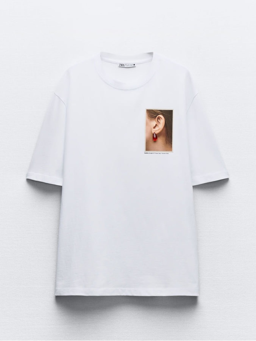 Zara graphic logo Sophia cotton white crew neck t-shirt sz.M